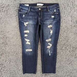 Torrid Jeans Women's 16 Dark Wash Boyfriend Distressed Stretch Denim